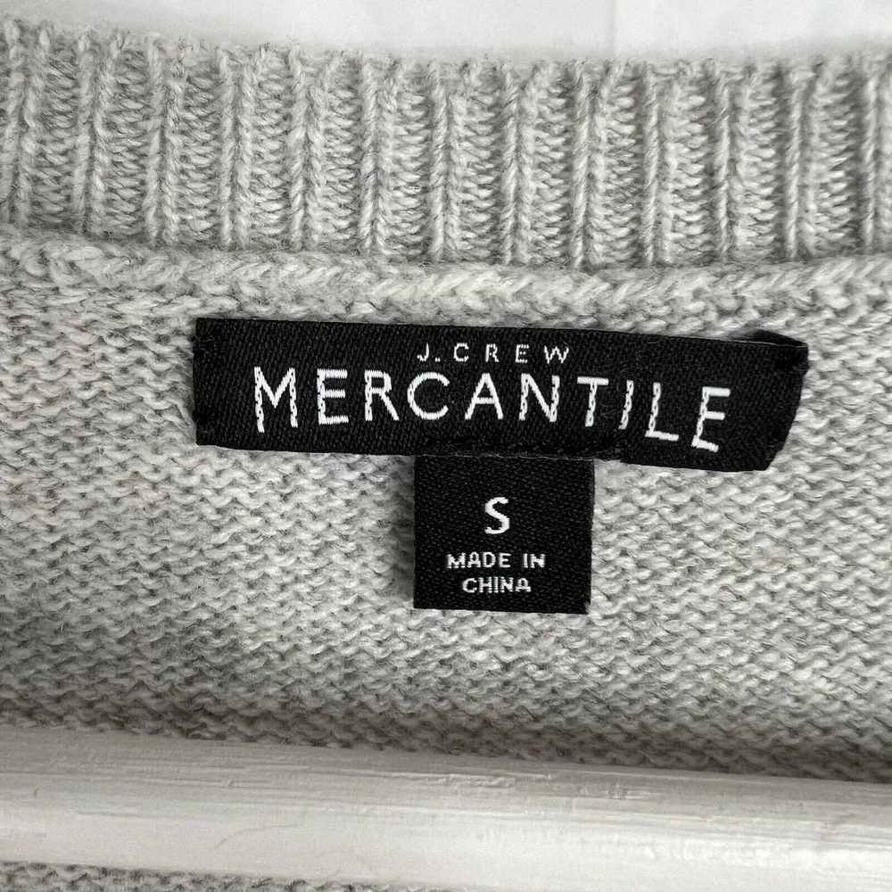 J.Crew Small Sweater Gray Tiered Bell Sleeve Crew Neck Heathered Knit Pullover